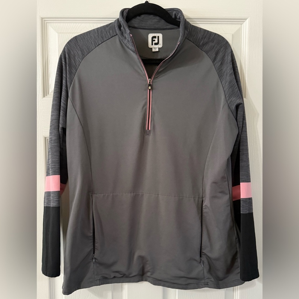Footjoy Women's Half Zip Stripe Engineered Sleeves Golf Long Sleeve Large
